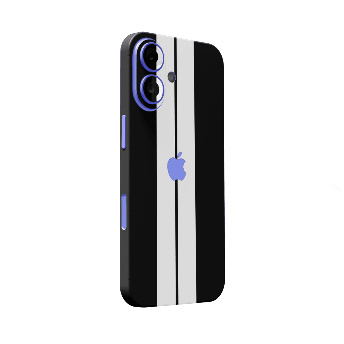 iPhone 16 Kaplama Siyah Çift Beyaz Şerit