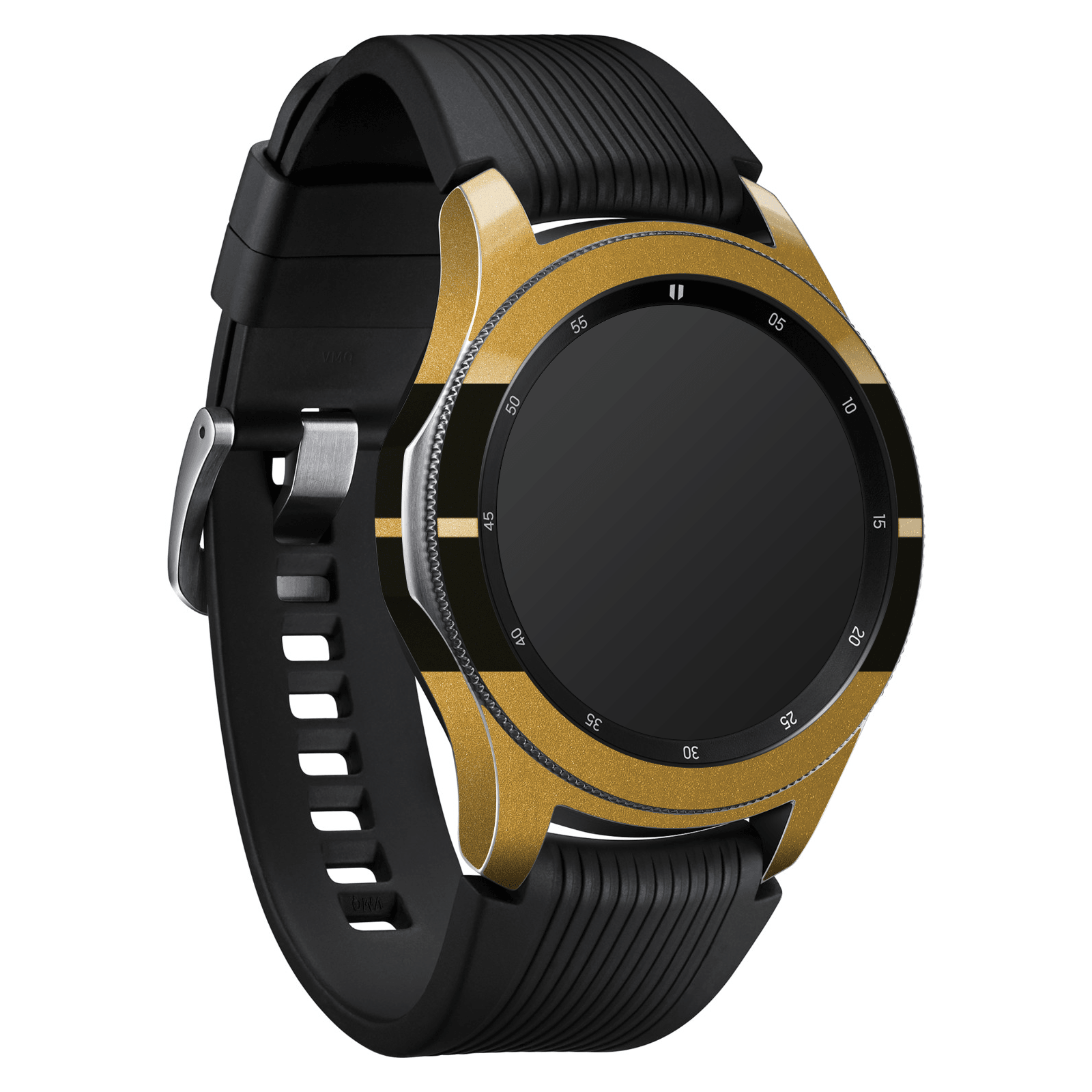 Samsung Watch (46mm) Kaplama Metalik Altın Çift Siyah Şerit