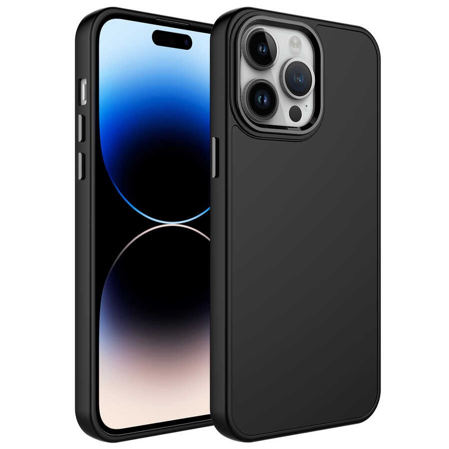 iPhone 14 Pro Kılıf Metal Çerçeve ve Buton Tasarımlı Silikon Luna