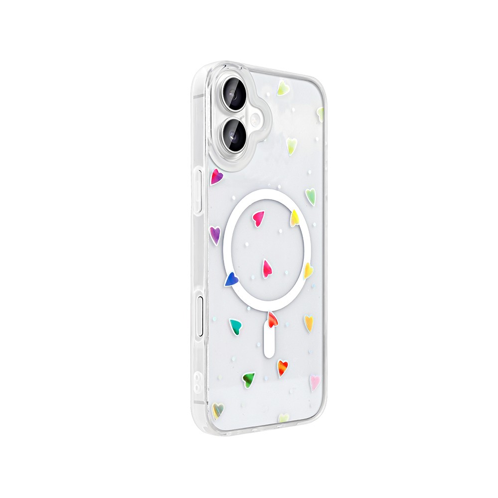 Apple iPhone 16 Kılıf M-Safe Şarj Özellikli Şeffaf Zore Folk Sert Kapak