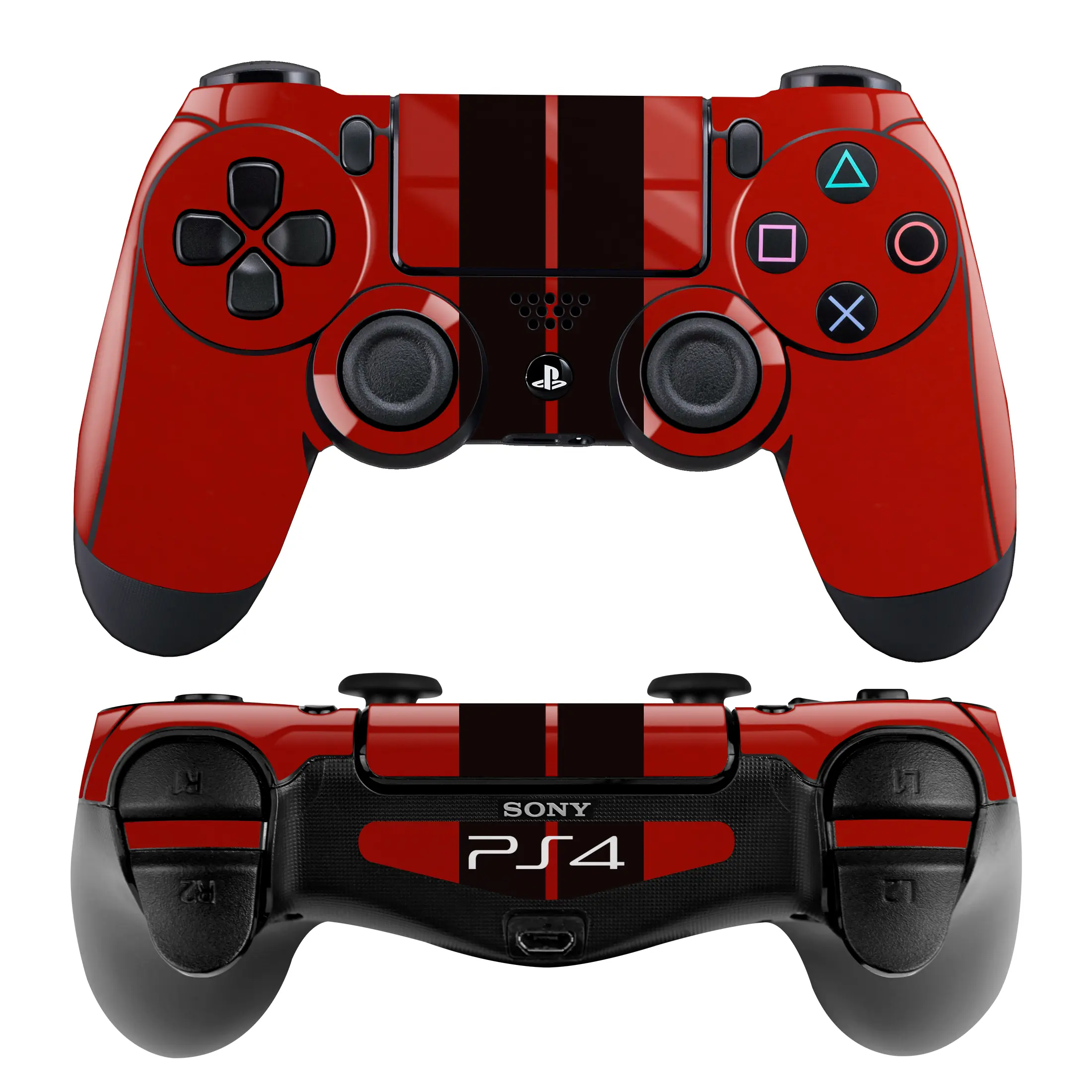 Ps4 DualShock Kaplama Ateş Kırmızısı Çift Siyah Şerit