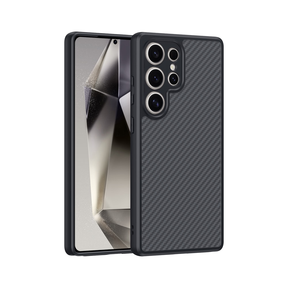 Galaxy S25 Ultra Kılıf M-safe Şarj Özellikli Karbon Fiber Tasarımlı Elnino