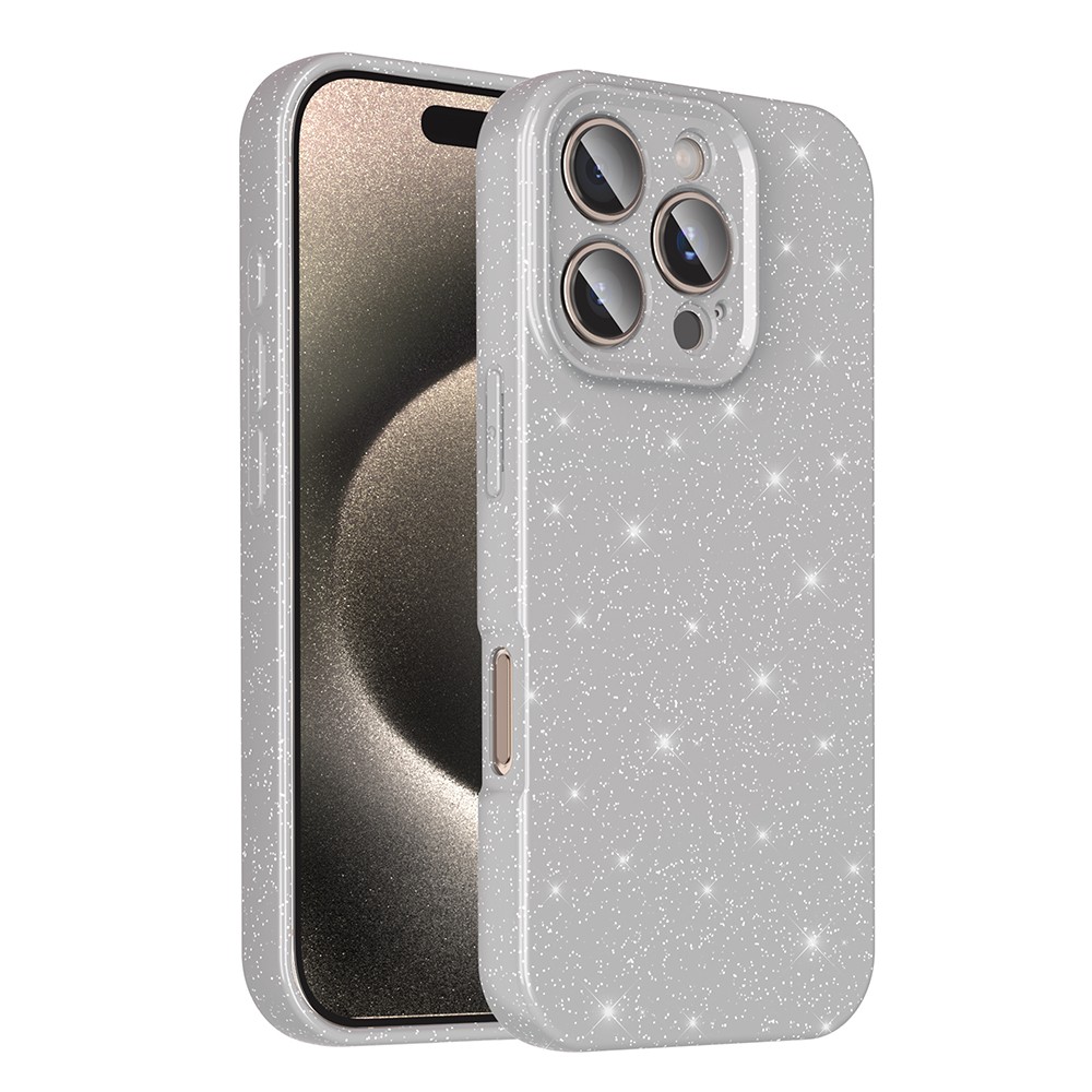 iPhone 16 Pro Max Kılıf Kamera Korumalı Simli Lüks Koton