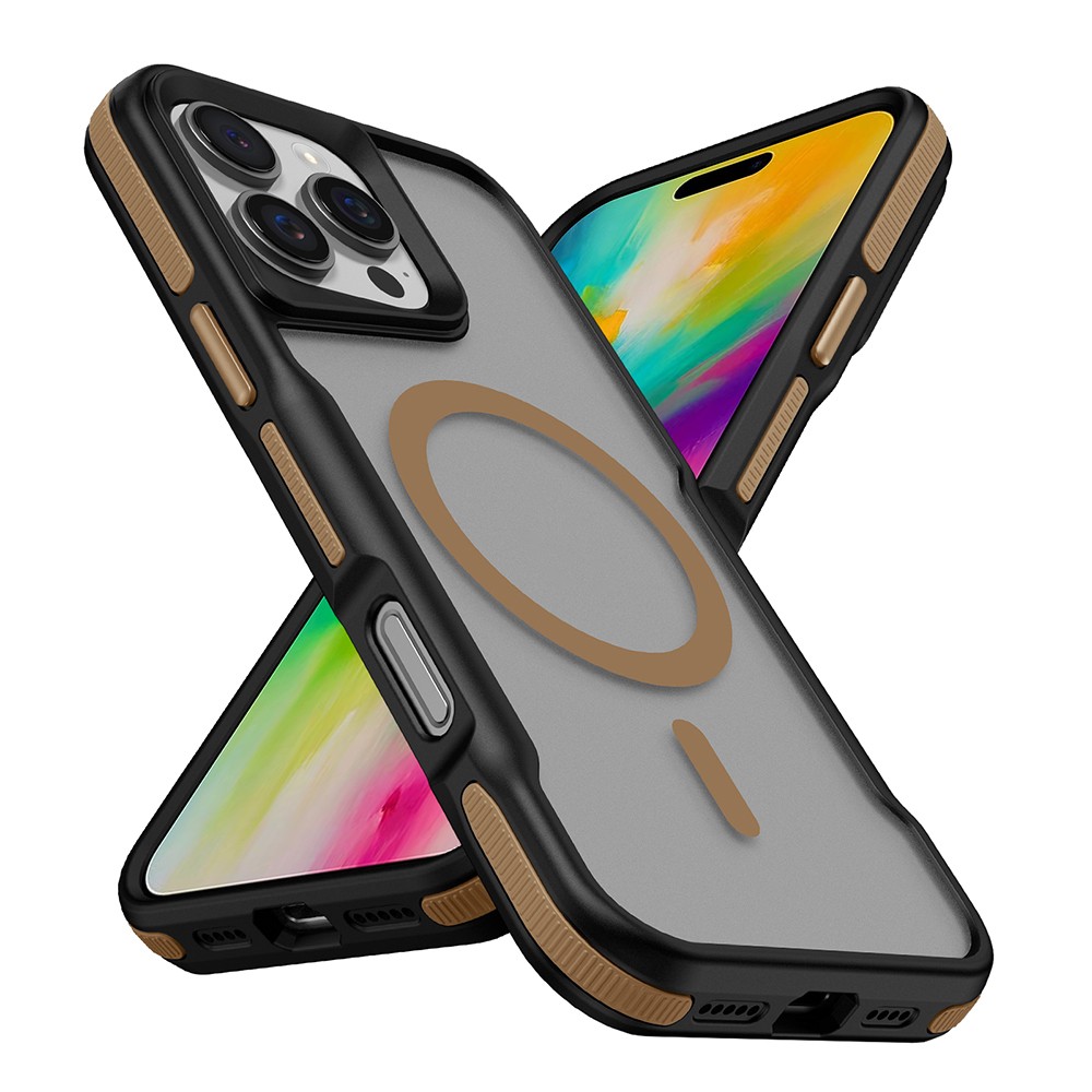 iPhone 16 Pro Kılıf M-safe Şarj Özellikli Renkli Kenar Airbag Şeritli Lamer