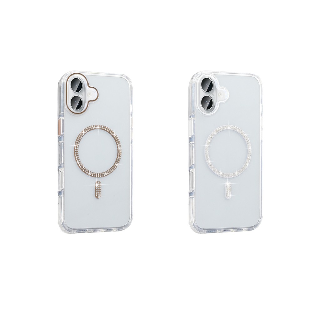 Apple iPhone 16 Plus Kılıf Taşlı Tasarım M-safe Şarj Özellikli Zore Koment Silikon Kapak