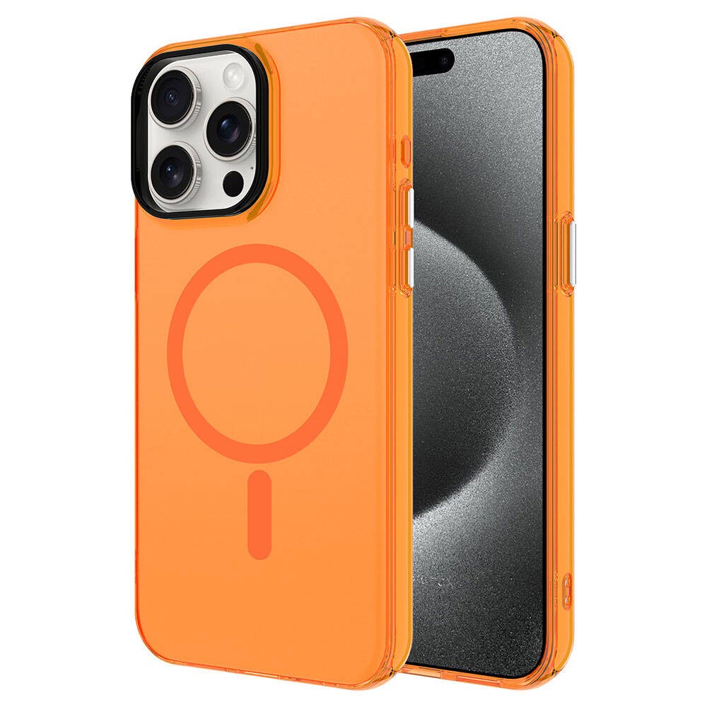 iPhone 15 Pro Kılıf M-safe Şarj Özellikli Buzlu Transparan C-Pro Sert