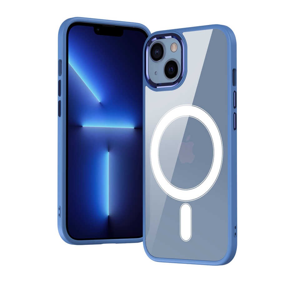 iPhone 13 Kılıf Wireless Şarj Özellikli Krom M-safe Silikon