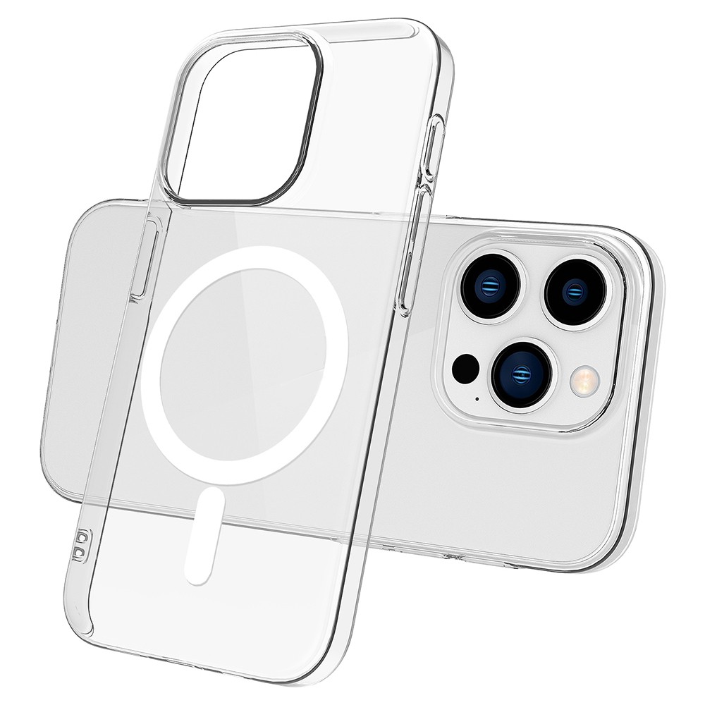 iPhone 15 Pro Kılıf M-safe Şarj Özellikli Şeffaf Tek Kamera Çerçeveli Porto