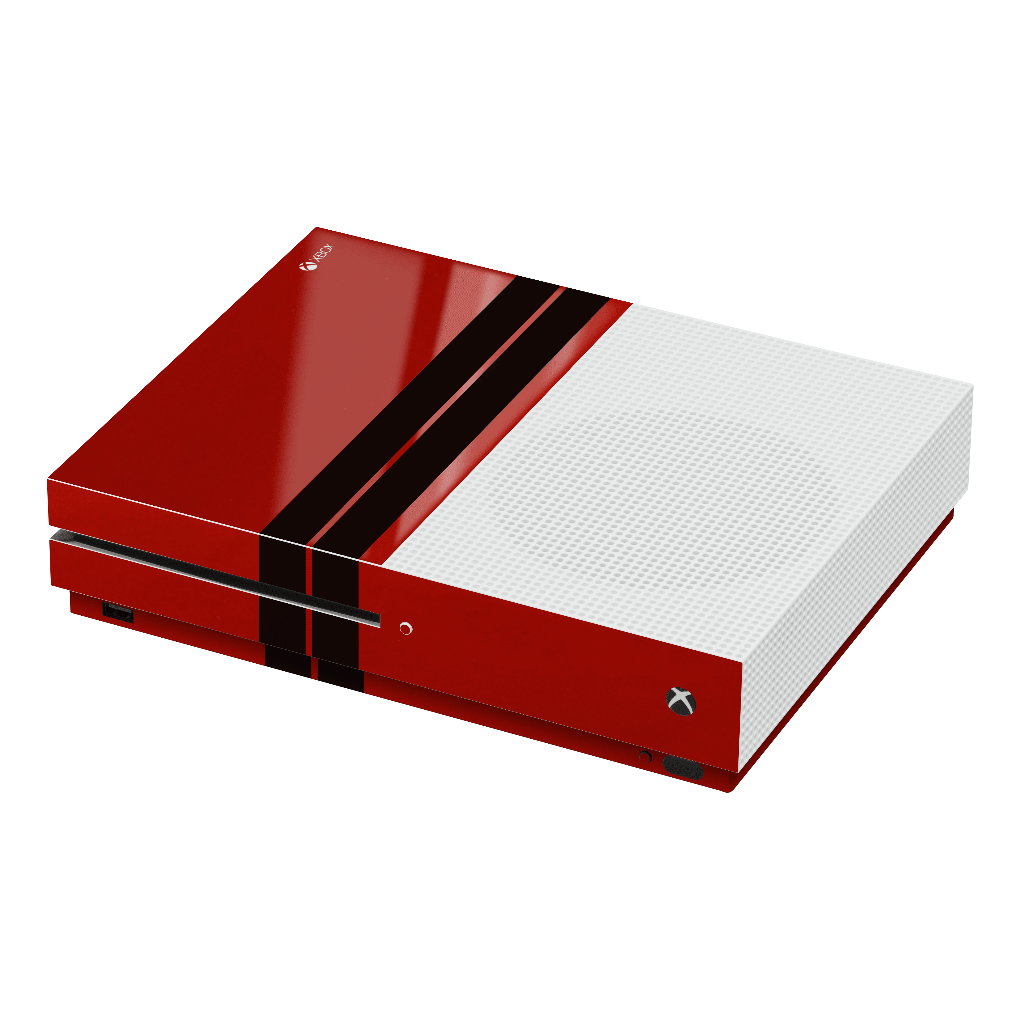 Xbox One S Kaplama Ateş Kırmızısı Çift Siyah Şerit