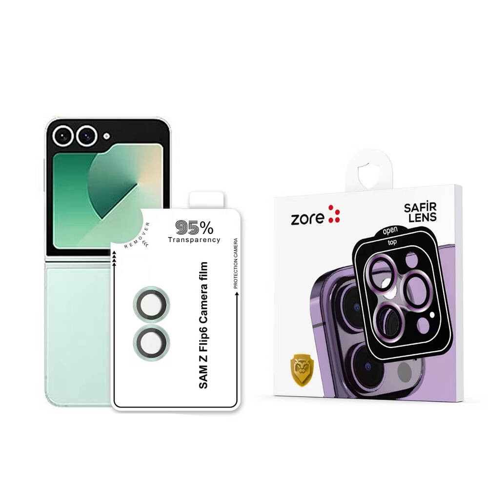 Galaxy Z Flip 6 CL-11 Safir Parmak İzi Bırakmayan Anti-Reflective Kamera Lens Koruyucu