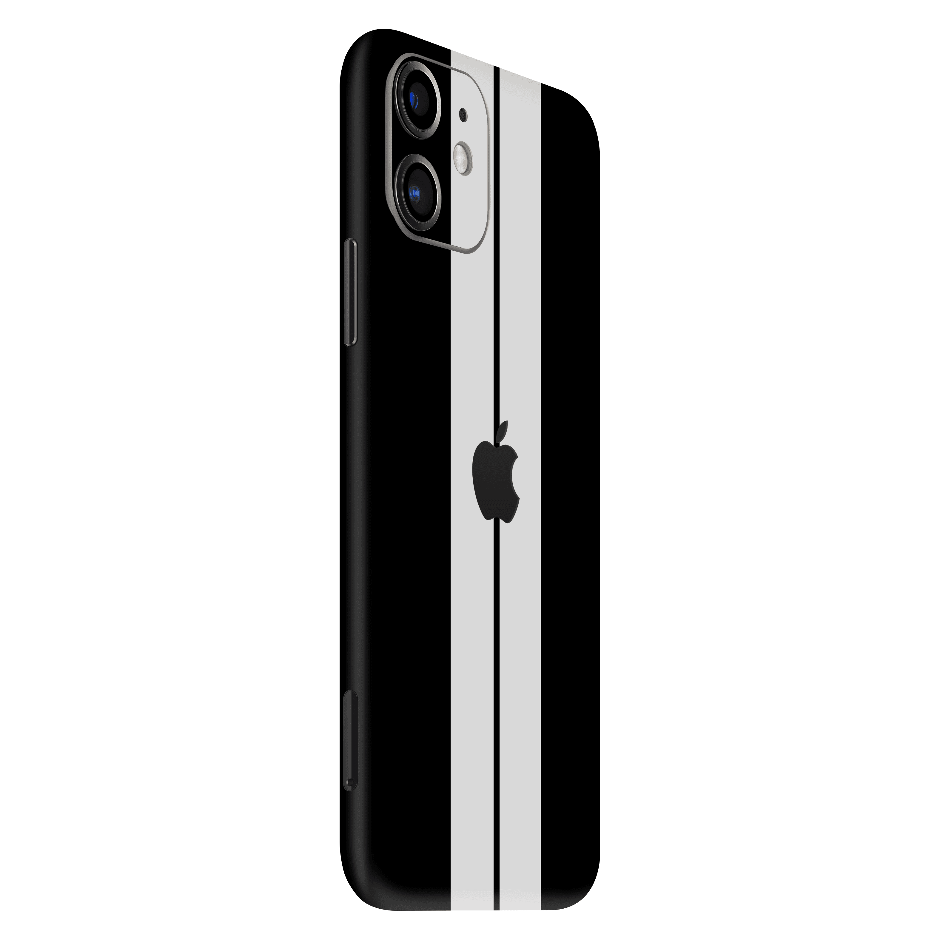 iPhone 11 Kaplama Siyah Çift Beyaz Şerit
