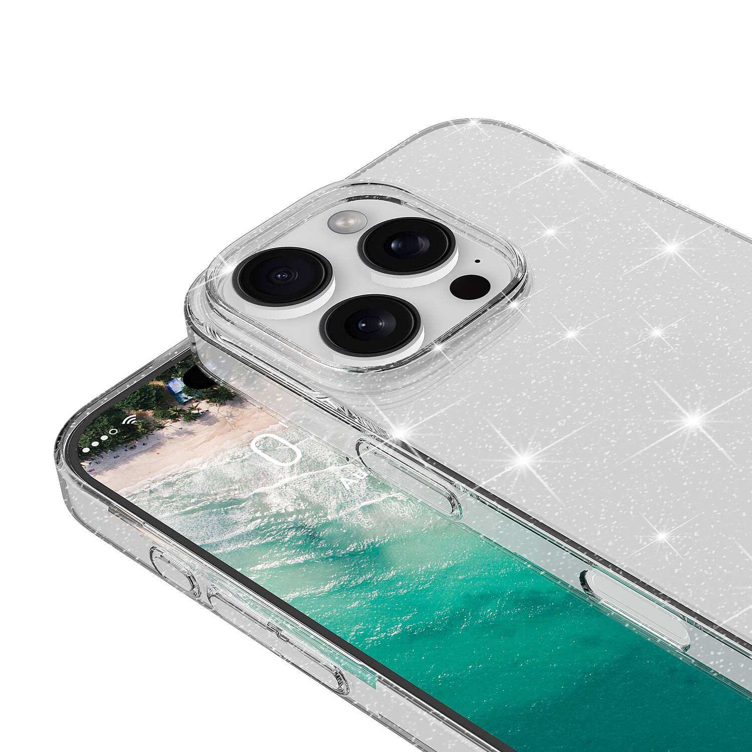 iPhone 16 Pro Max Kılıf Parlayan Simli Şeffaf Redos