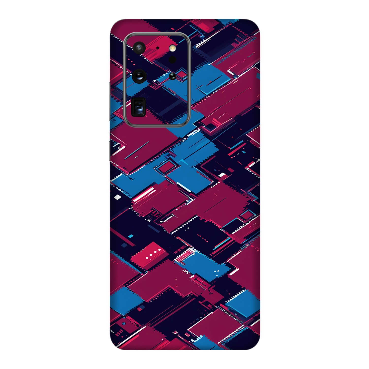 Samsung S20 Ultra Kaplama Bordo Mavi Pixel