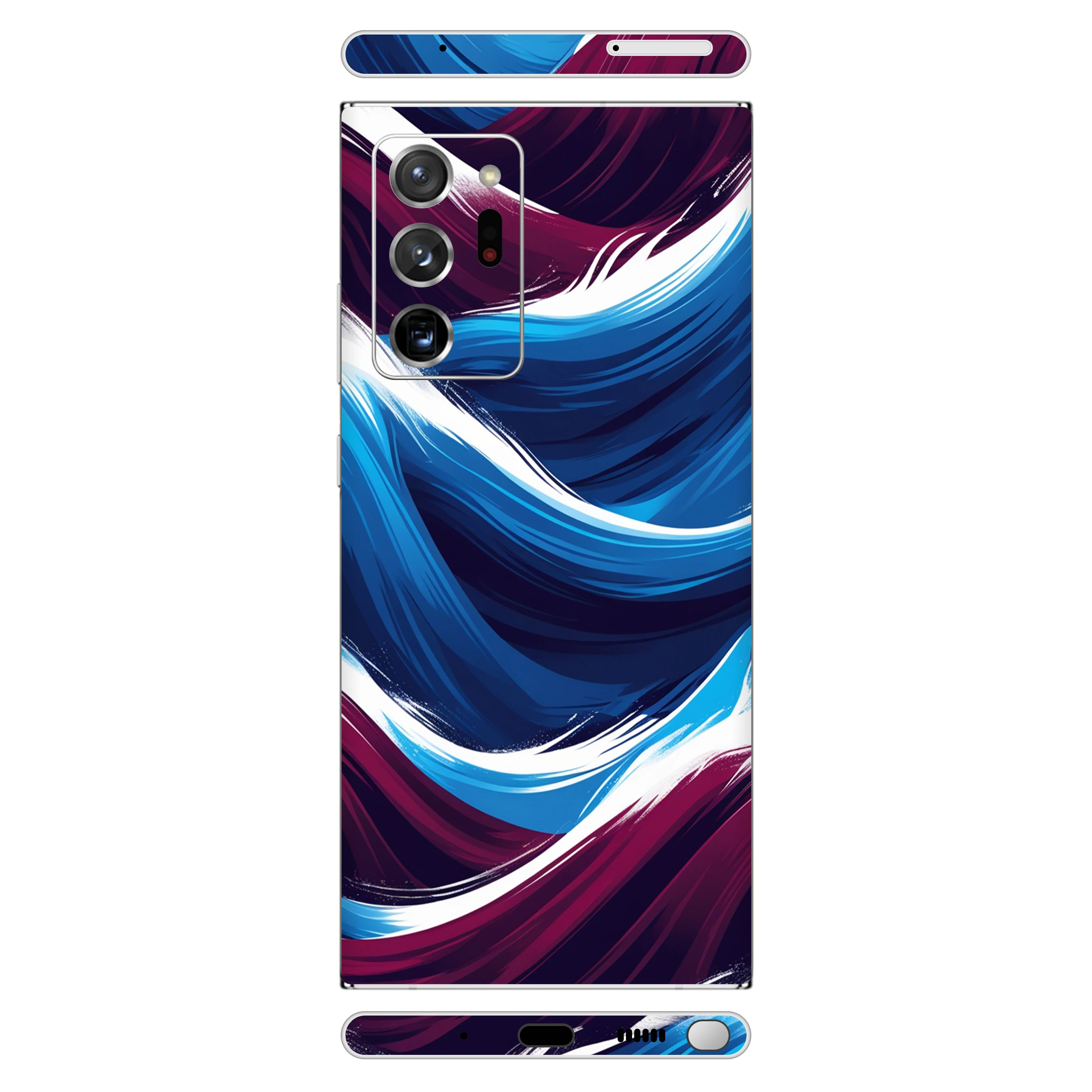 Samsung Note 20 Ultra Kaplama Bordo Mavi Dalga