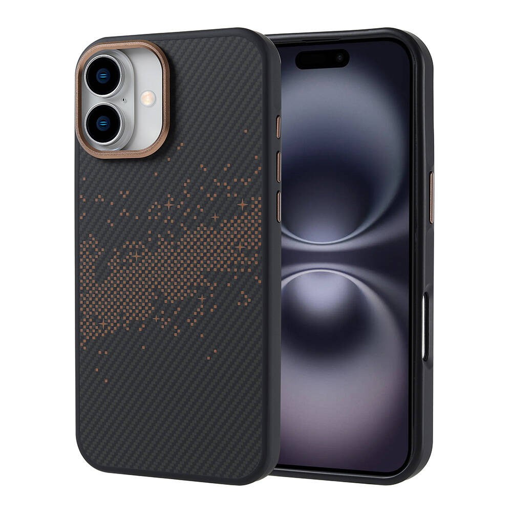 iPhone 16 Plus Kılıf M-safe Şarj Özellikli Karbon Fiber Tasarımlı Vave