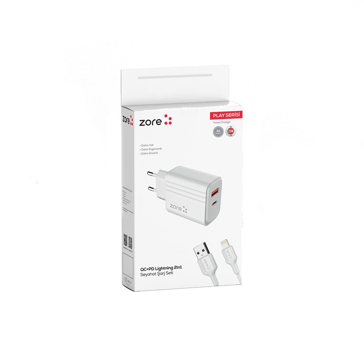 Play Serisi PL05 Lightning 2in1 Seyahat Şarj Aleti 20W