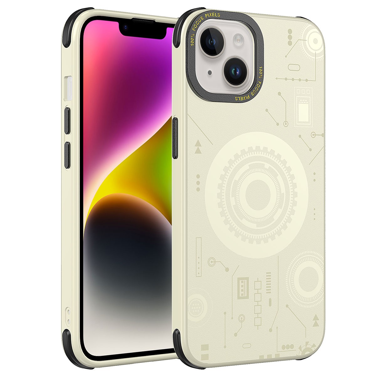iPhone 14 Plus Kılıf Wireless Şarj Özellikli Desenli Hot