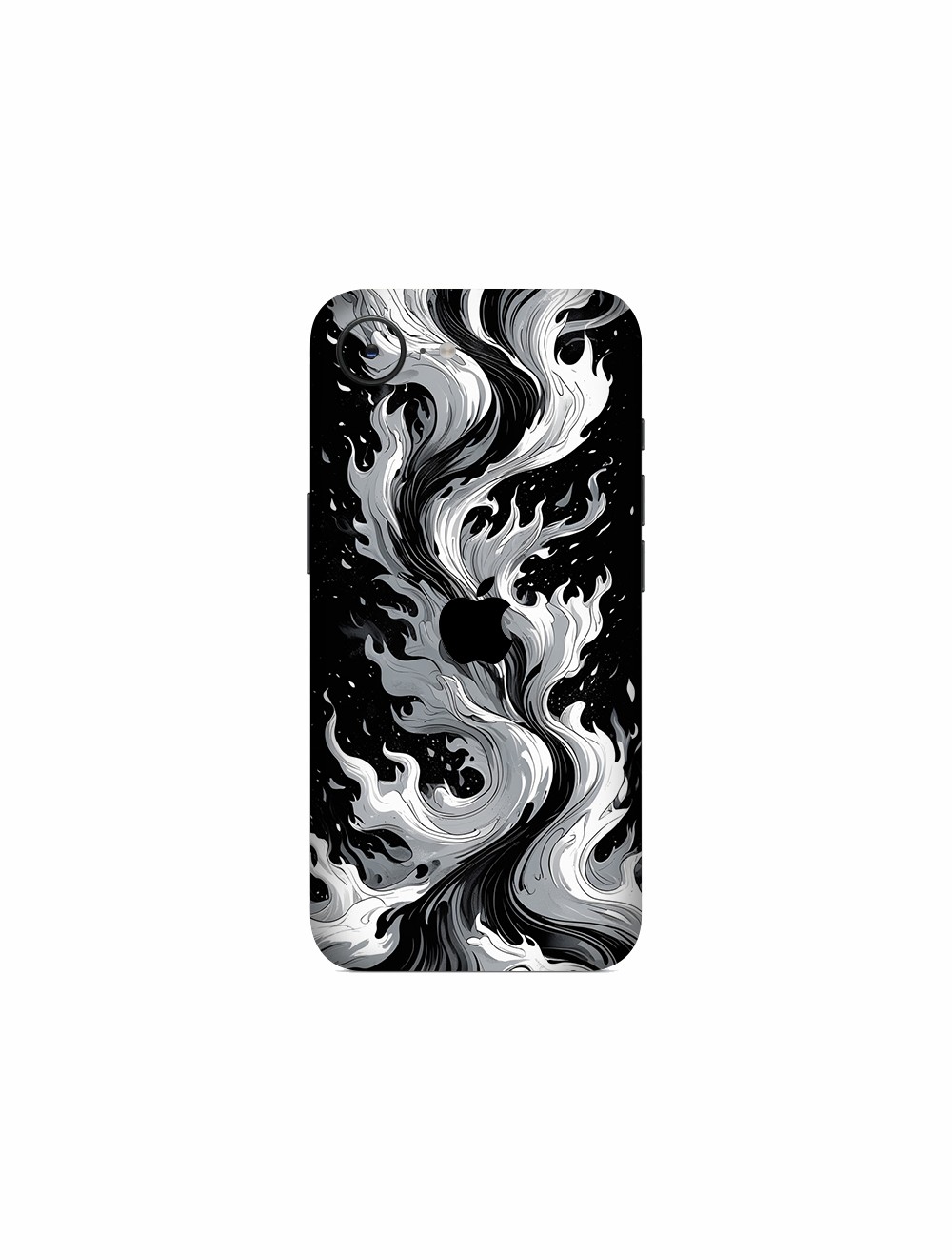 iPhone 16e Kaplama Siyah Beyaz Ateş