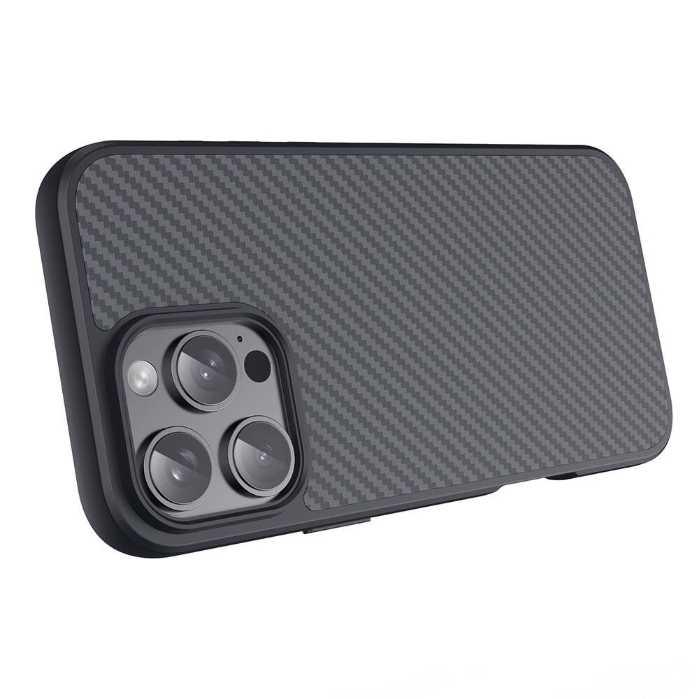 iPhone 16 Pro Max Kılıf M-safe Şarj Özellikli Karbon Fiber Tasarımlı Elnino
