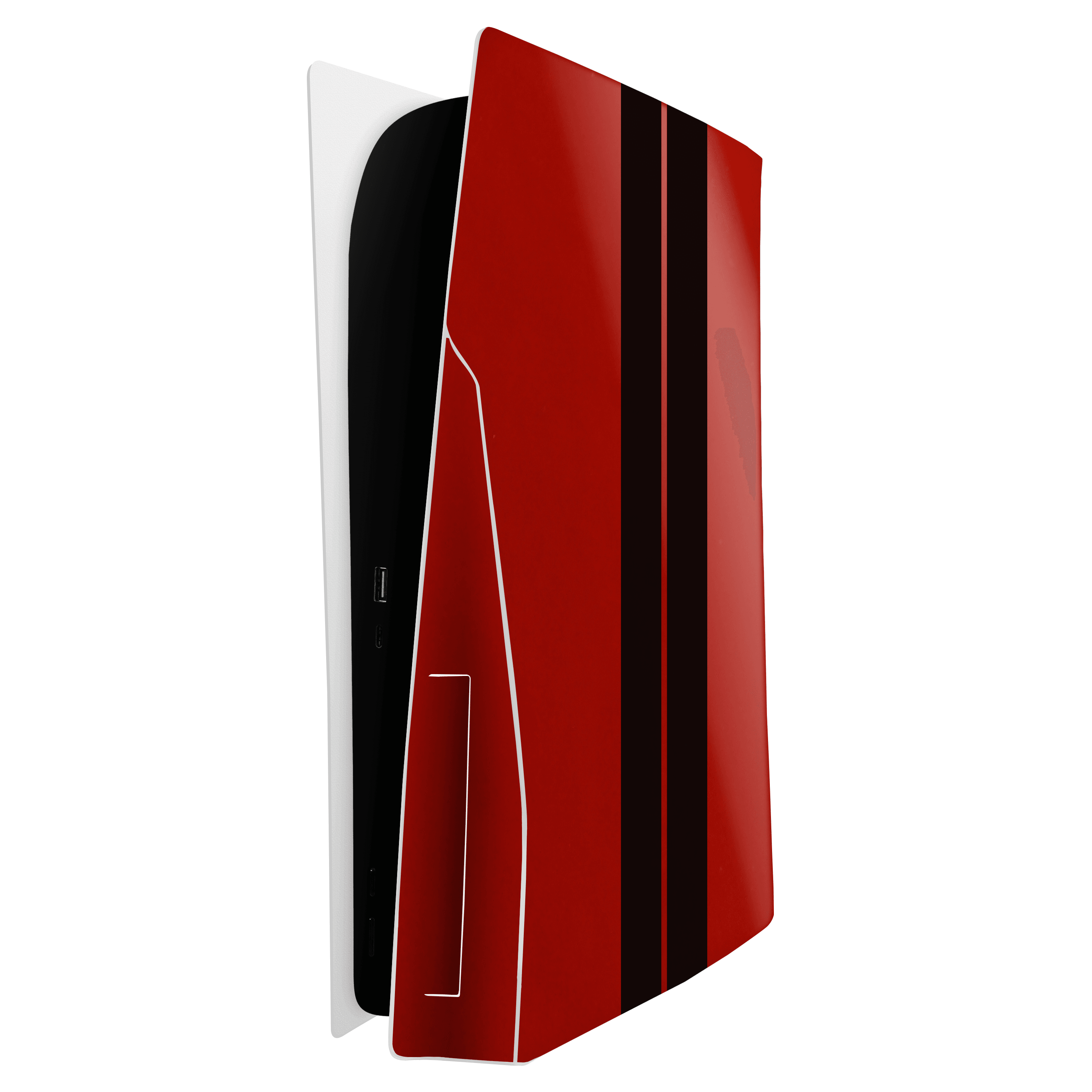 Playstation 5 Kaplama Ateş Kırmızısı Çift Siyah Şerit