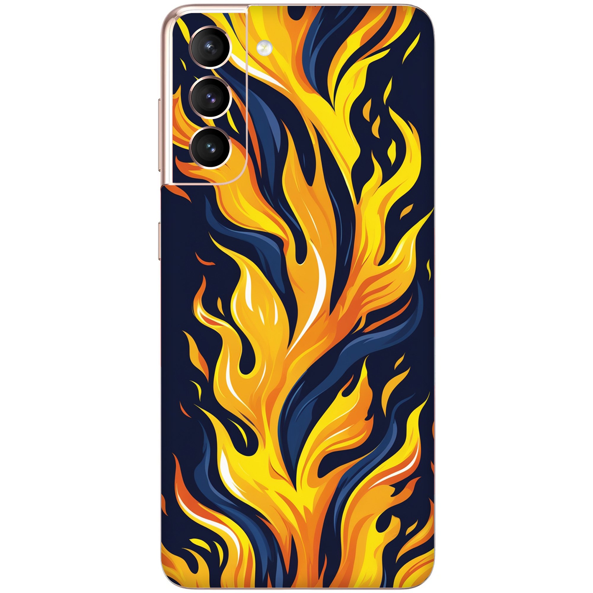 Samsung S21 Kaplama Sarı Lacivert Ateş