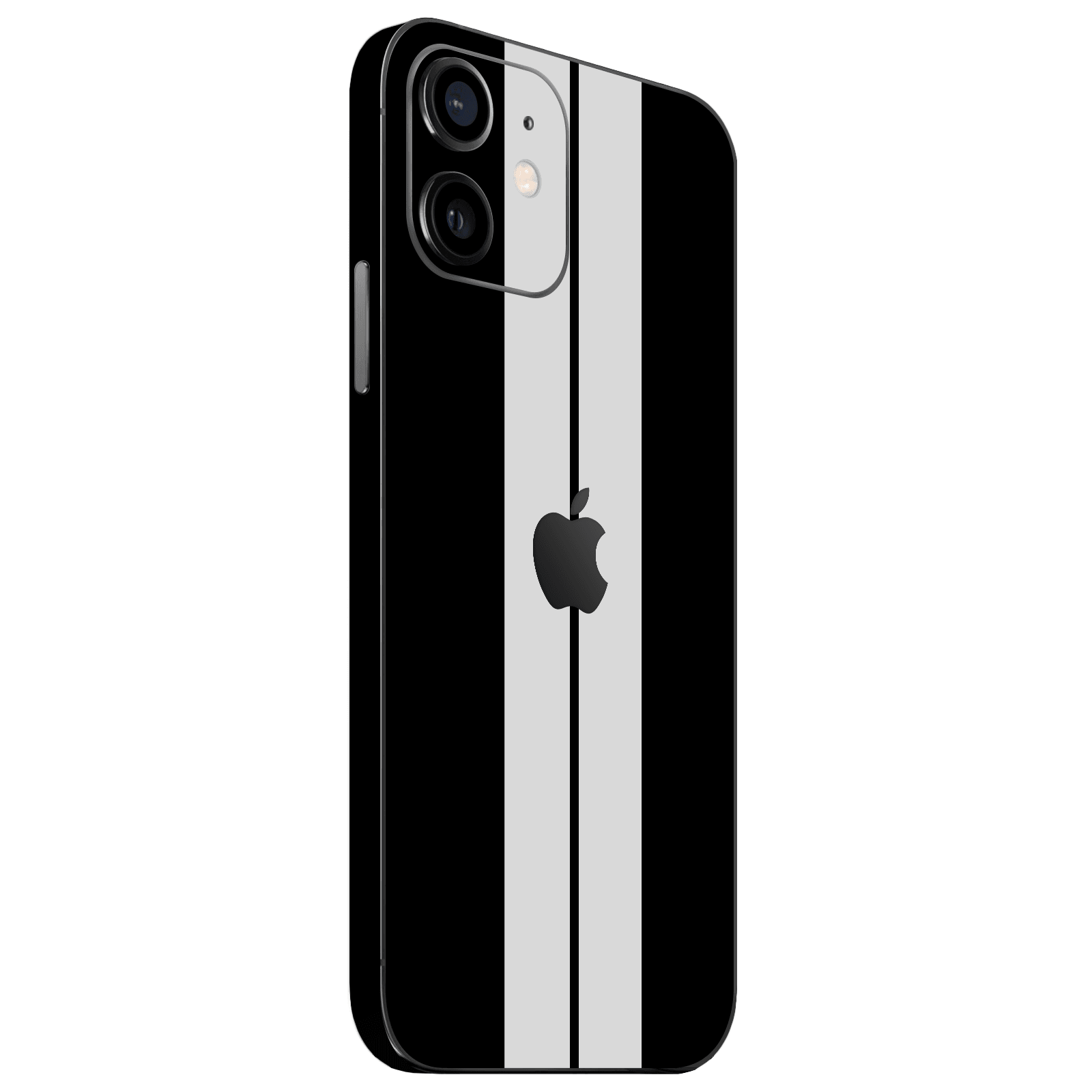 iPhone 12 Mini Kaplama Siyah Çift Beyaz Şerit