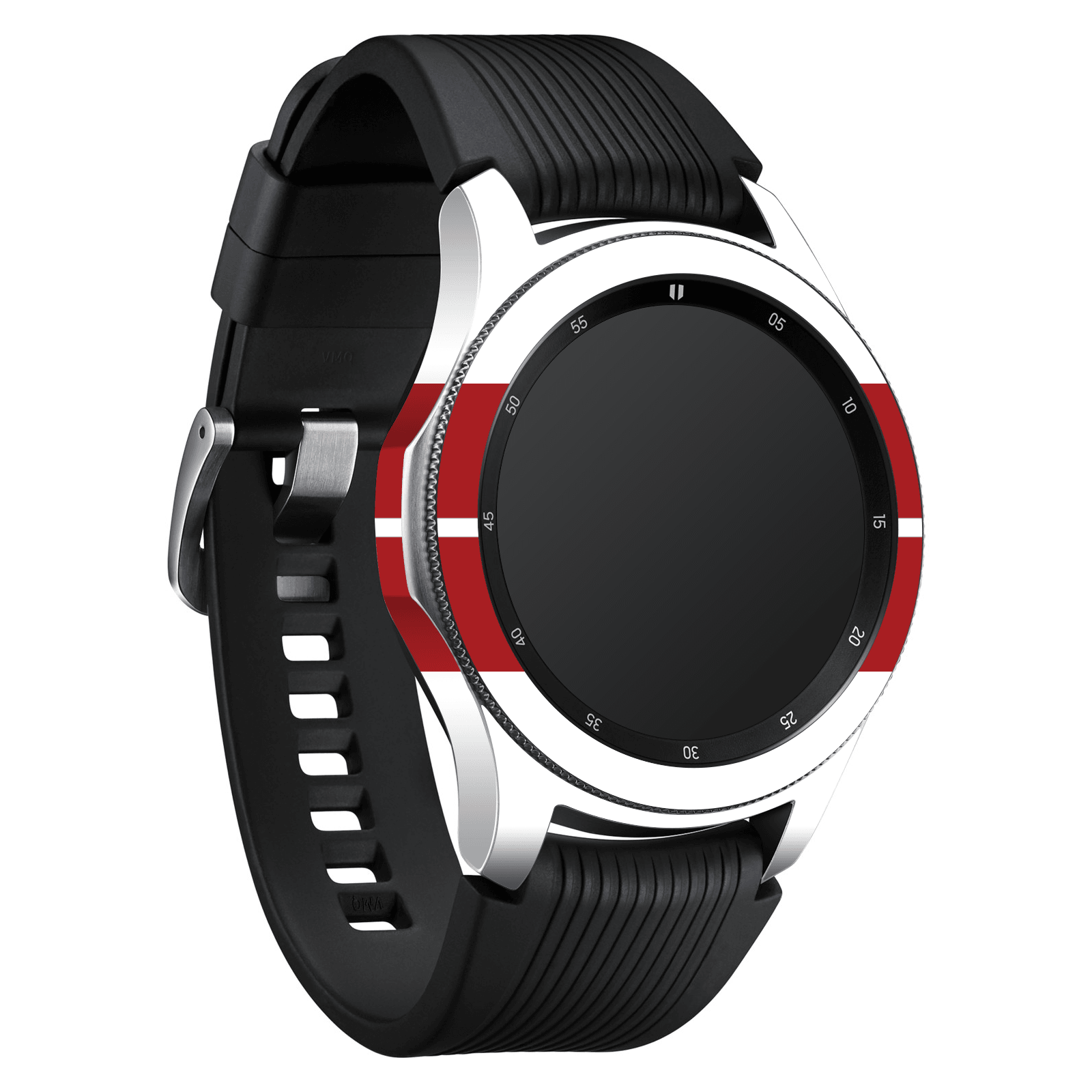 Samsung Watch (46mm) Kaplama Beyaz Çift Kırmızı Şerit