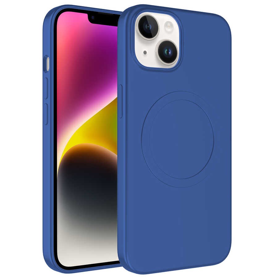 iPhone 14 Plus Kılıf M-safe Wireless Şarj Özellikli Pastel Renk Silikon Plas