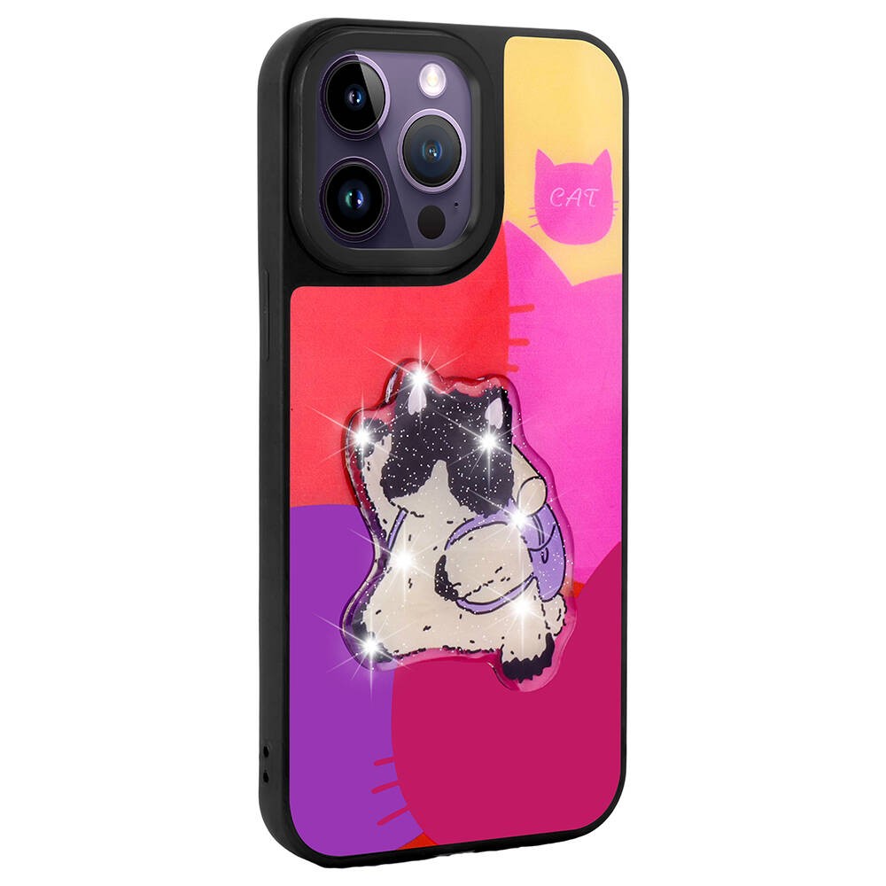 iPhone 14 Pro Kılıf Parlayan Kabartmalı İkonik Figürlü Amas Silikon