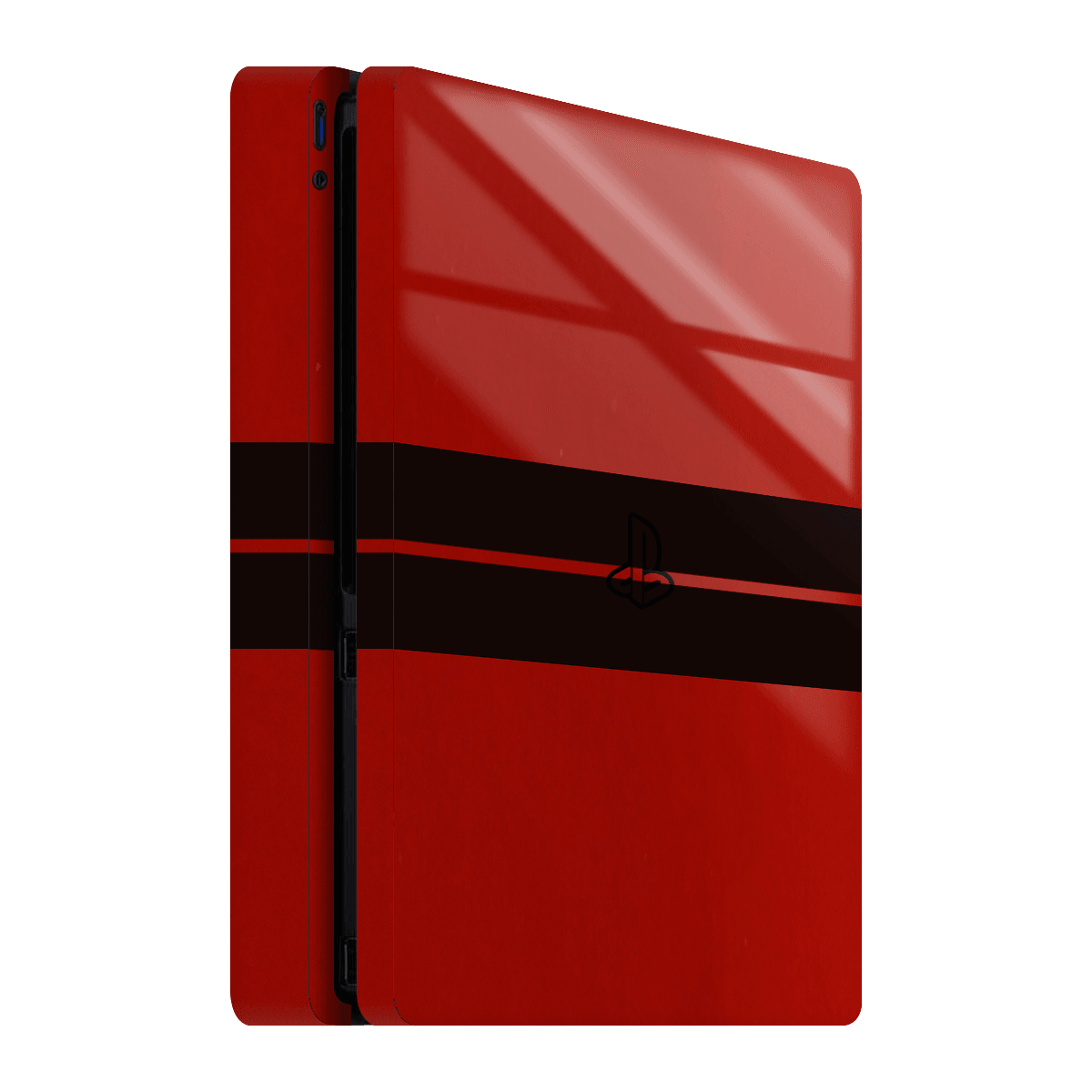PlayStation 4 Slim Kaplama Ateş Kırmızısı Çift Siyah Şerit