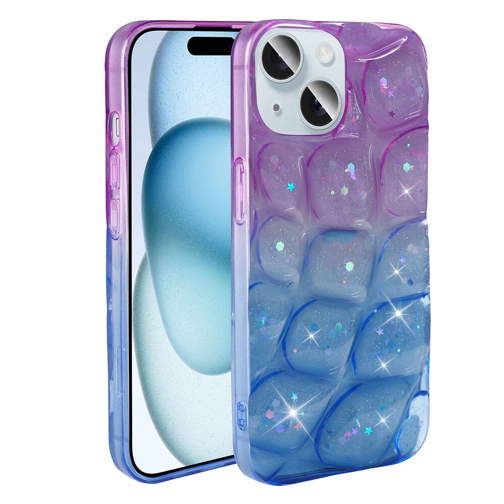 iPhone 15 Kılıf Simli 3D Desenli Hacar