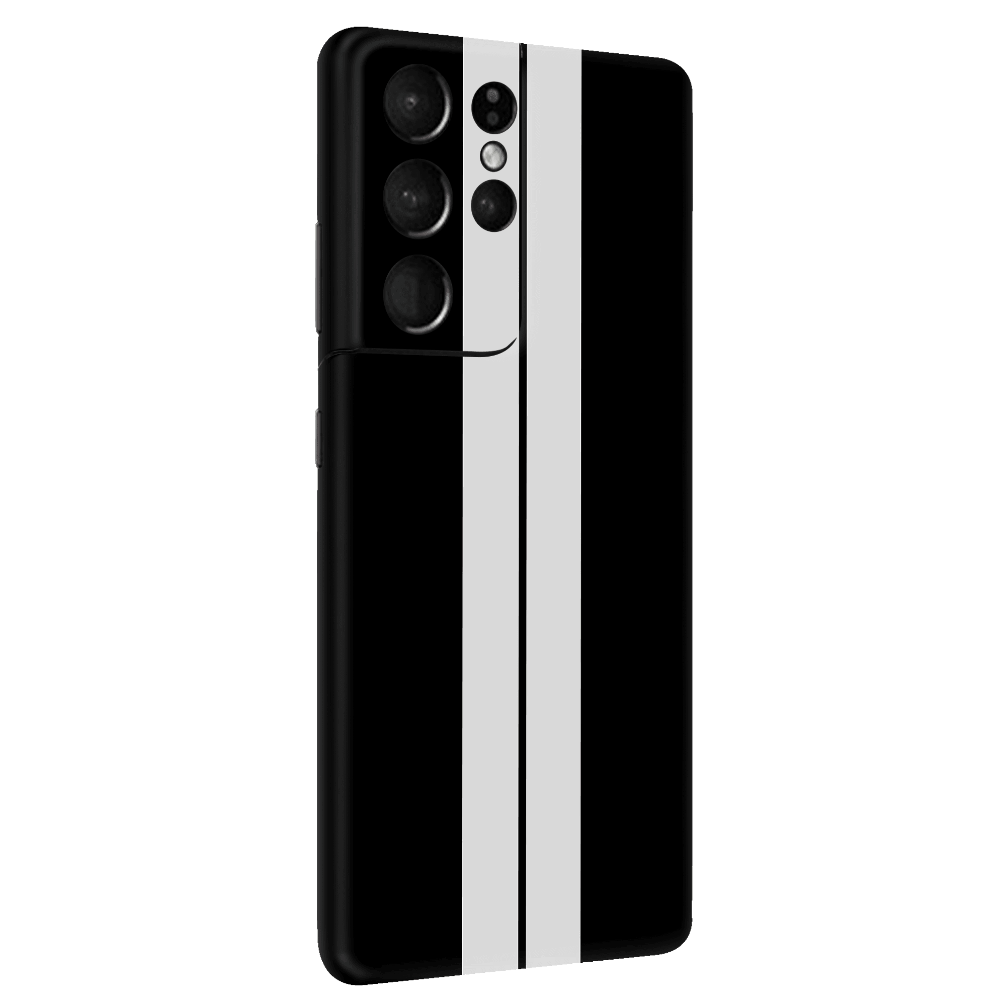 Samsung S21 Ultra Kaplama Siyah Çift Beyaz Şerit
