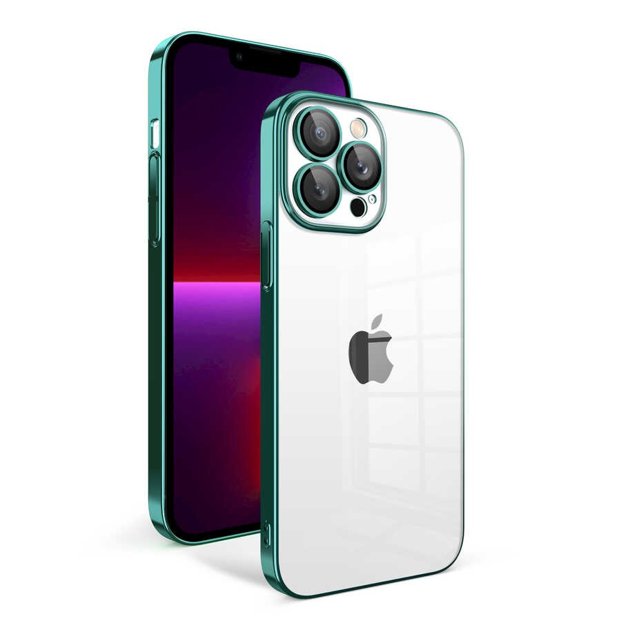 iPhone 13 Pro Kılıf Kamera Korumalı Renkli Çerçeveli Garaj