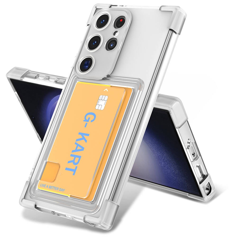 Galaxy S24 Ultra Kılıf Airbag Tasarımlı Şeffaf Kartlıklı G-Kart