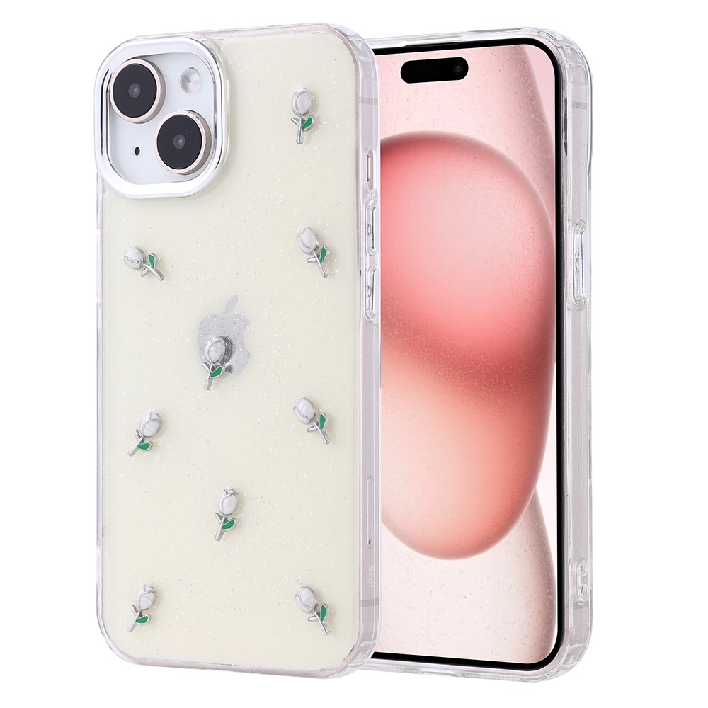 iPhone 15 Kılıf Airbag Tasarımlı Simli Şeffaf Kutup
