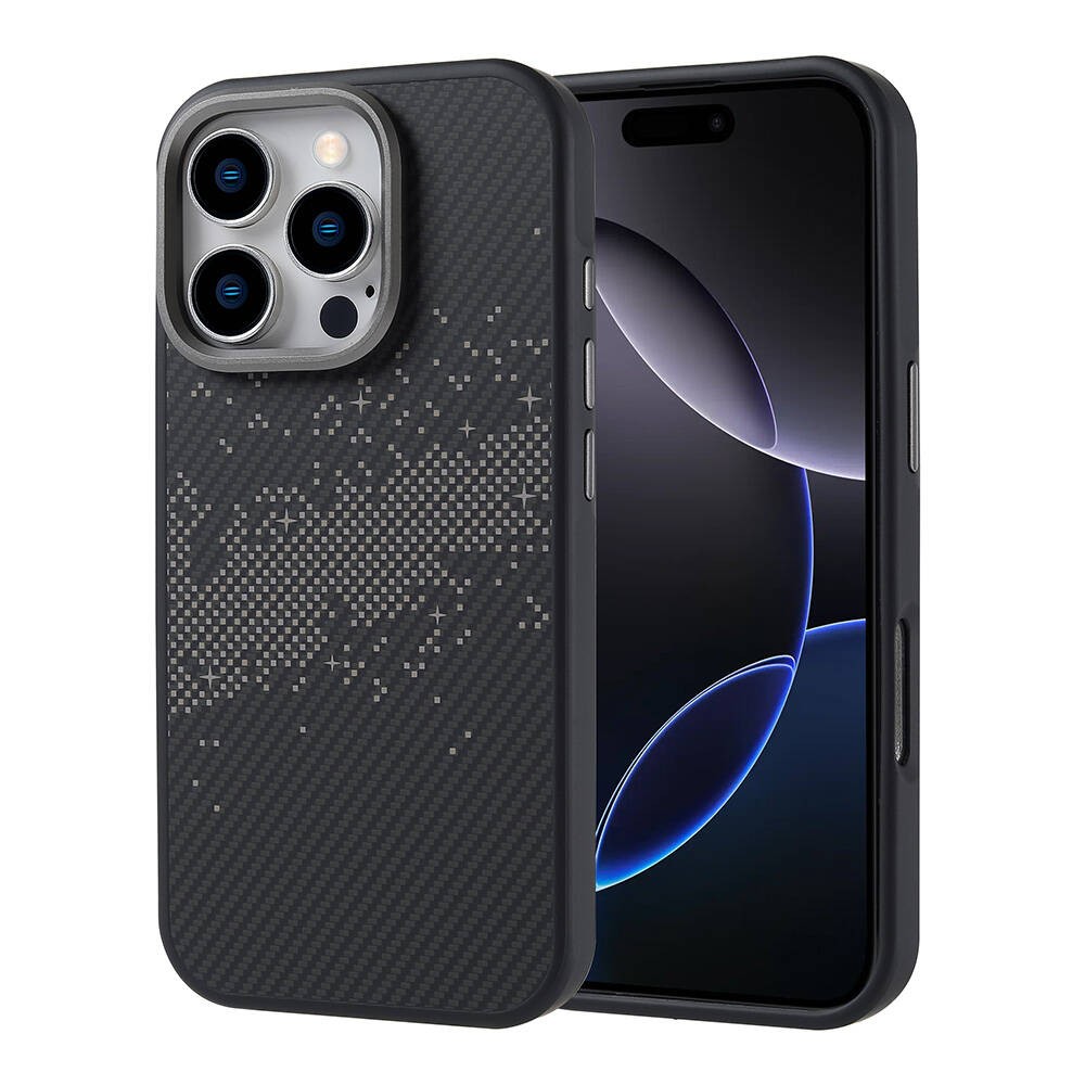 iPhone 16 Pro Kılıf M-safe Şarj Özellikli Karbon Fiber Tasarımlı Vave