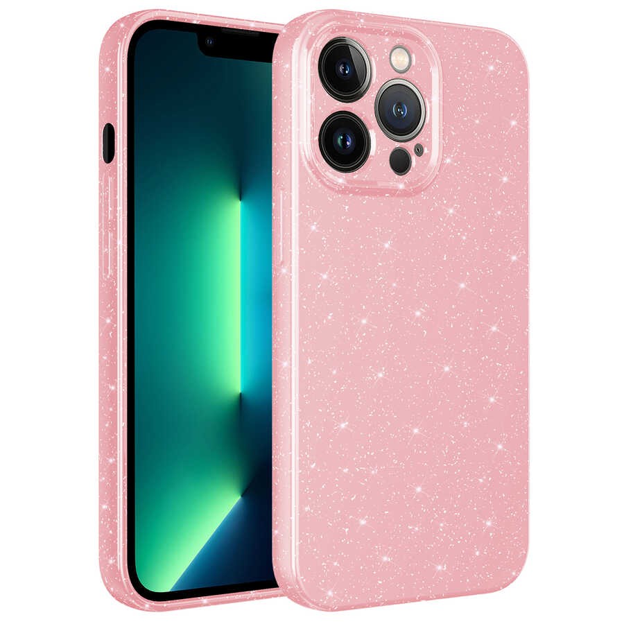iPhone 13 Pro Max Kılıf Kamera Korumalı Simli Lüks Koton
