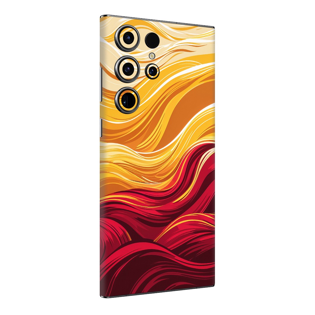 Samsung S24 Ultra Kaplama Sarı Kırmızı Dalga