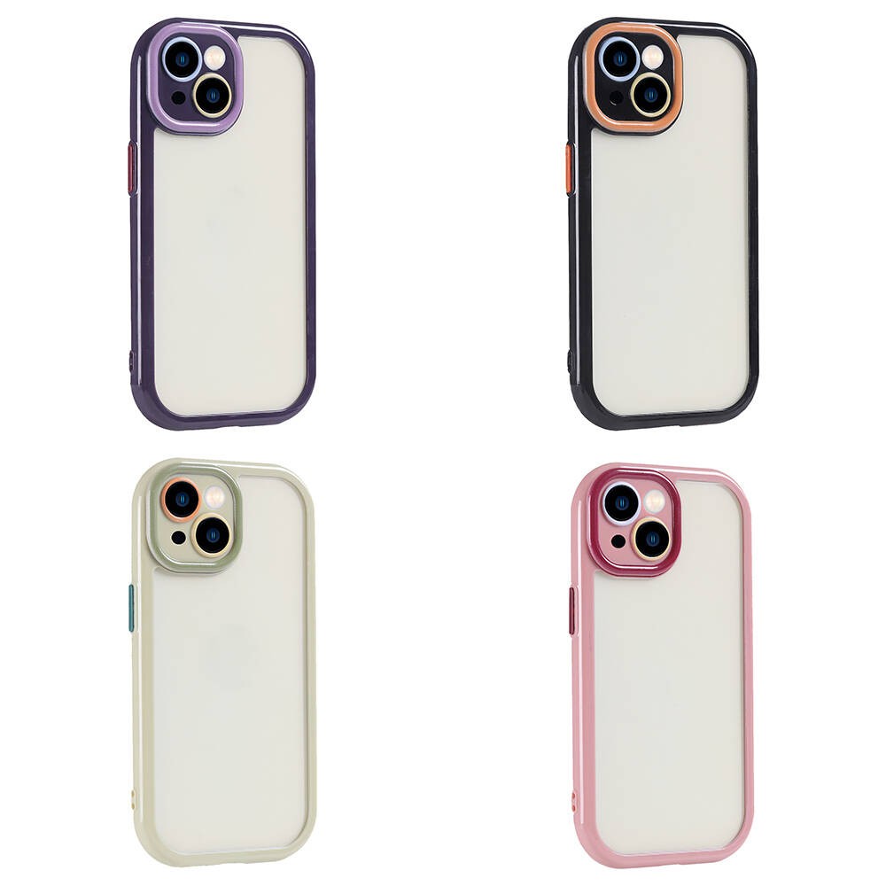 iPhone 15 Kılıf Kamera Korumalı Renkli Kenar ve Çerçeve Tasarımlı Vitamin