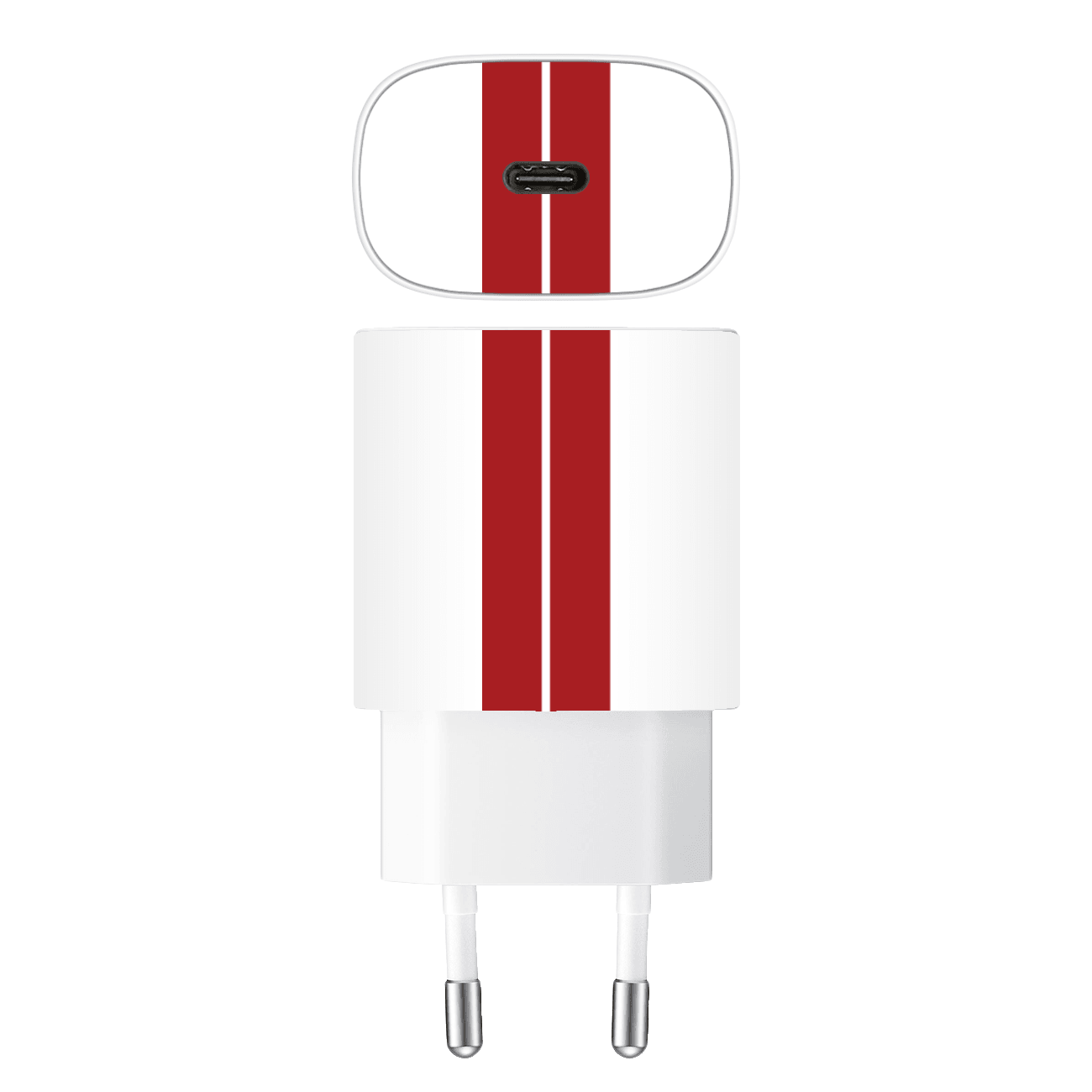 Samsung 25w Şarj Aleti Kaplama Beyaz Çift Kırmızı Şerit