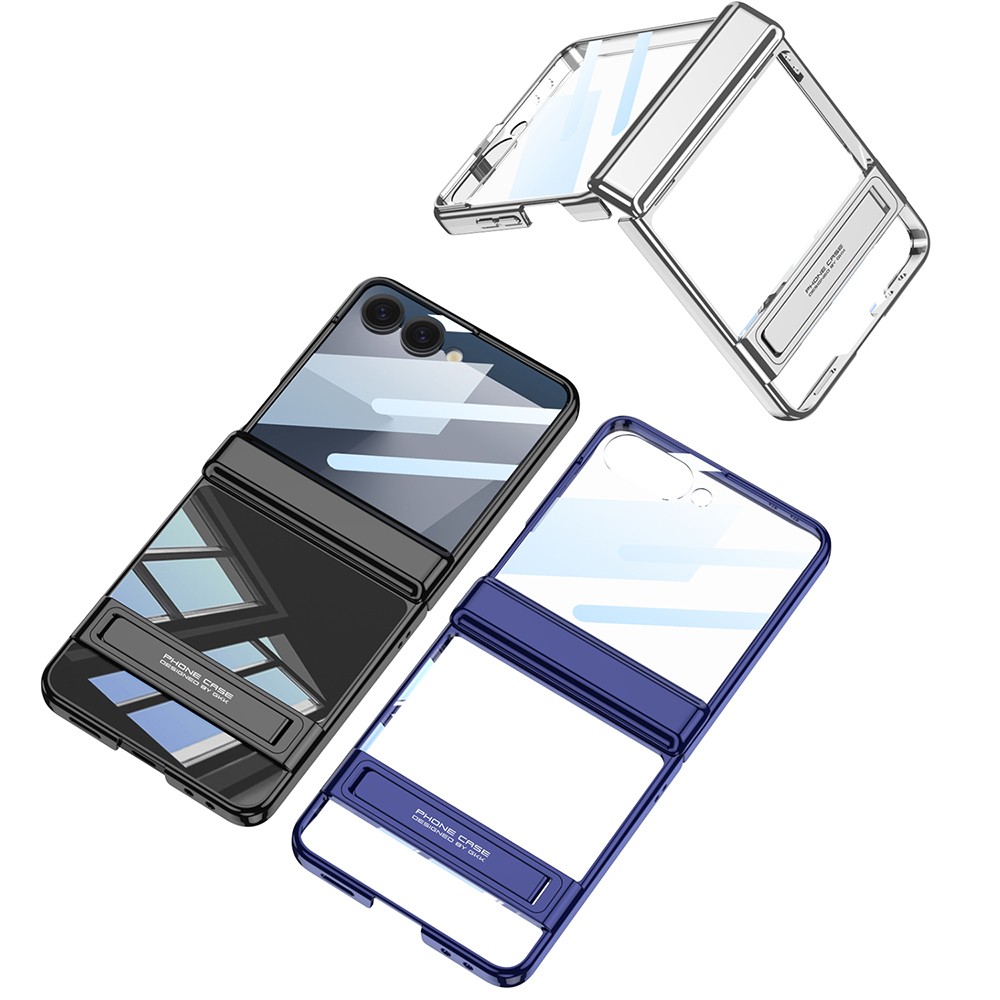Galaxy Z Flip 7 Kılıf Kamera Korumalı Şeffaf Tasarımlı Zore Lego Standlı Kapak