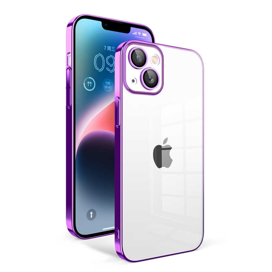 iPhone 14 Plus Kılıf Kamera Korumalı Renkli Çerçeveli Garaj