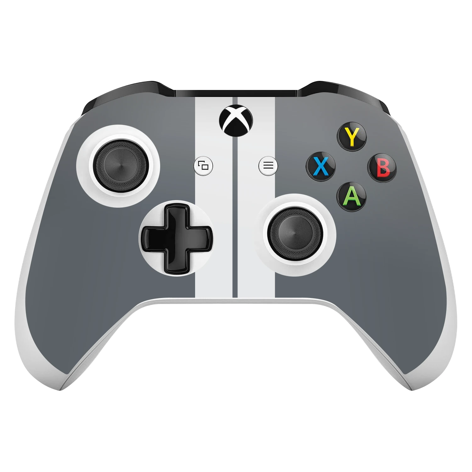 Xbox One X / S Controller Kaplama Gri Çift Beyaz Şerit