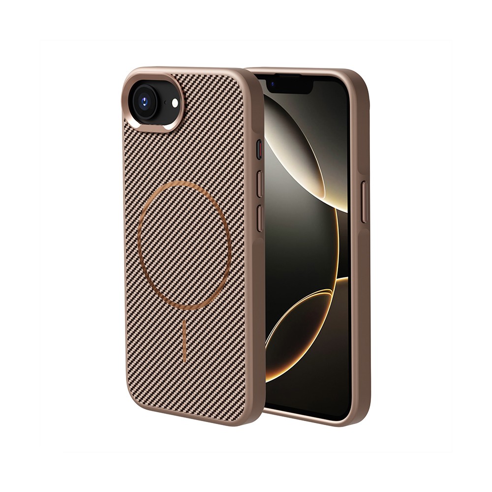 iPhone 16E Kılıf M-safe Şarj Özellikli Karbon Fiber Görünümlü Troy