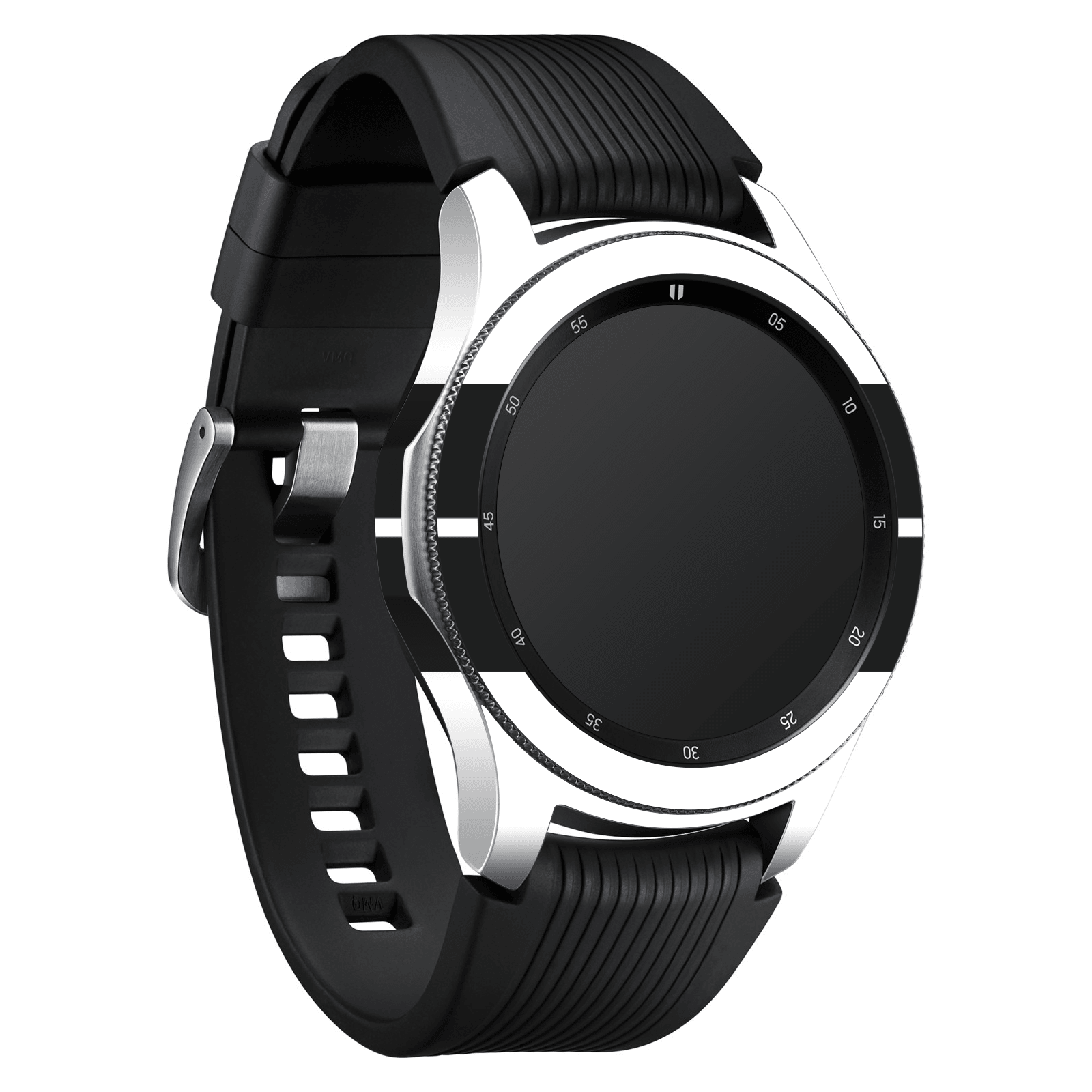 Samsung Watch (46mm) Kaplama Beyaz Çift Siyah Şerit