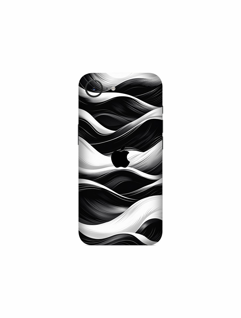 iPhone 16e Kaplama Siyah Beyaz Dalga