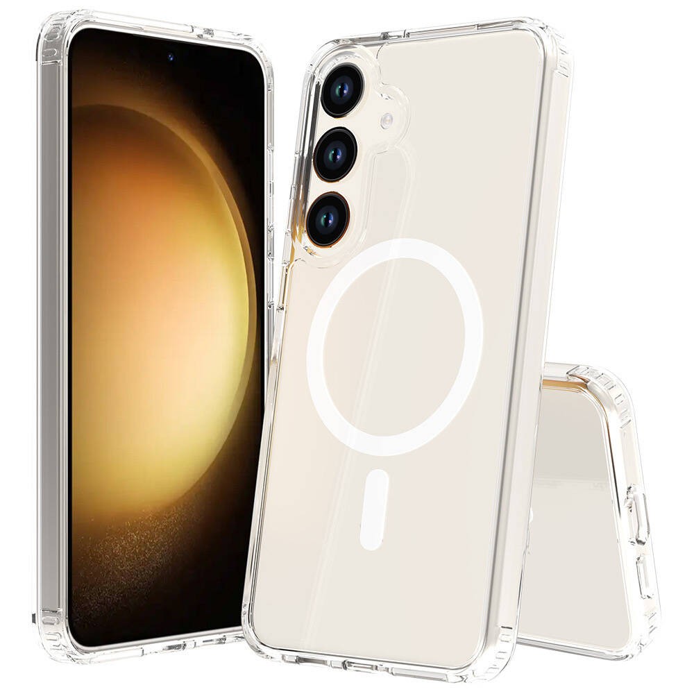 Galaxy S24 FE Kılıf M-safe Şarj Özellikli Şeffaf Sert PC Embos