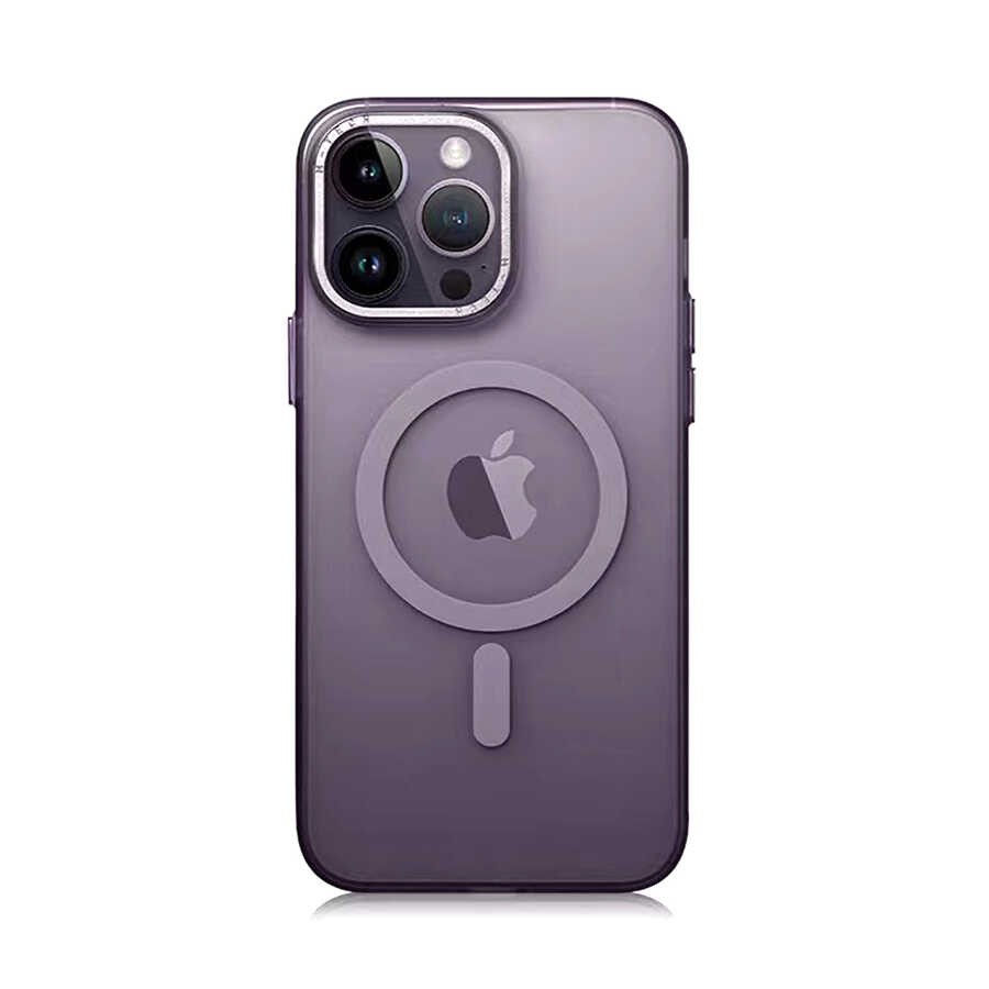 iPhone 14 Pro Kılıf M-safe Şarj Özellikli Buzlu Sert PC Tuval