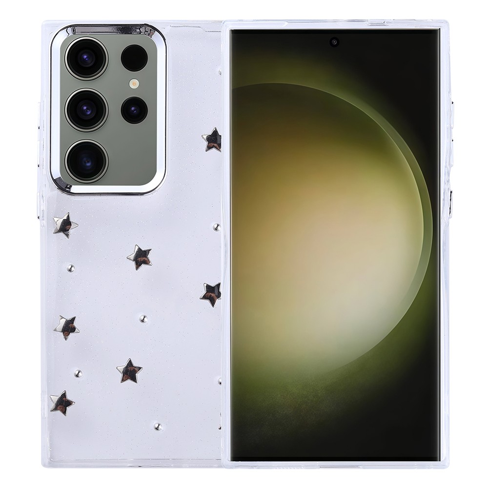 Galaxy S25 Ultra Kılıf Airbag Tasarımlı Simli Şeffaf Kutup