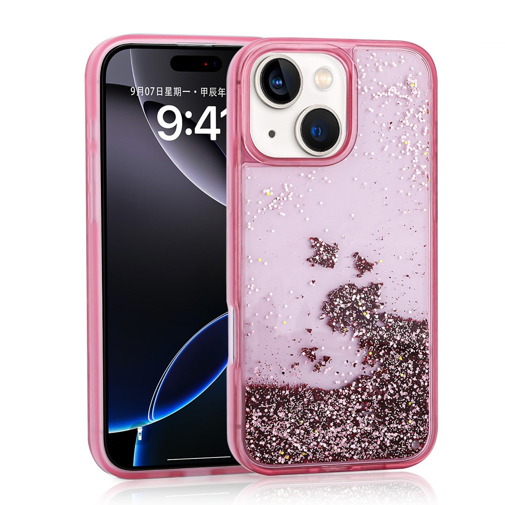 iPhone 14 Kılıf Sıvılı Simli Şeffaf Arka Yüzey Keto Silikon